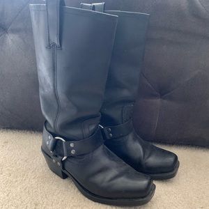 Black leather boots